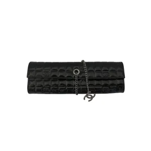 Chanel Black Patent Leather Logo Clutch