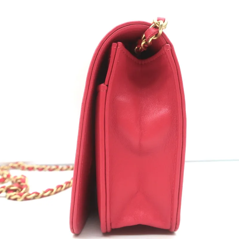 Chanel Boy Wallet on Chain Pink Quilted Lambskin Leather Small Crossbody Bag NEW