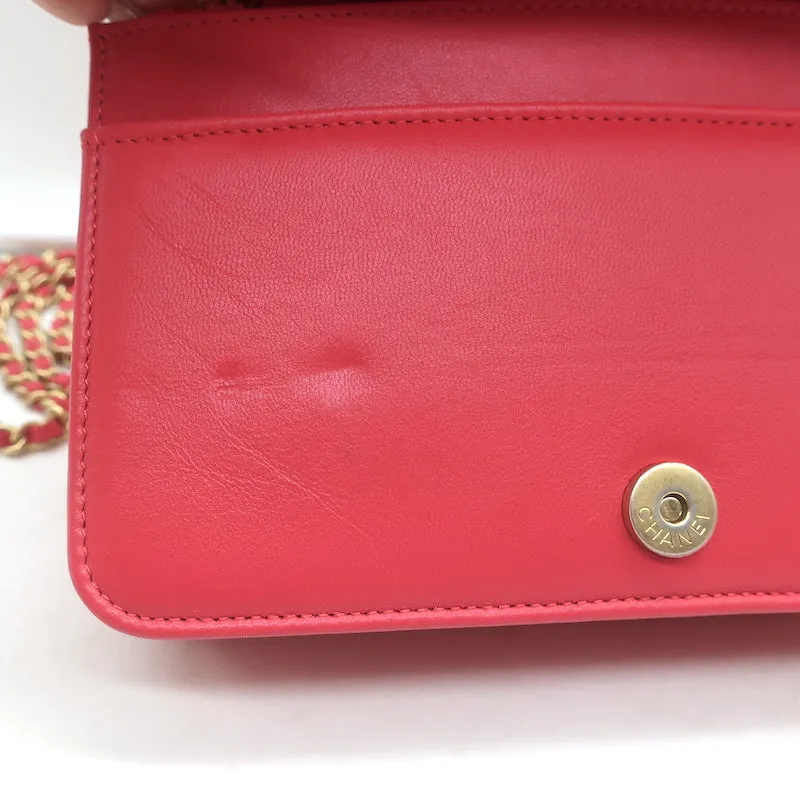 Chanel Boy Wallet on Chain Pink Quilted Lambskin Leather Small Crossbody Bag NEW