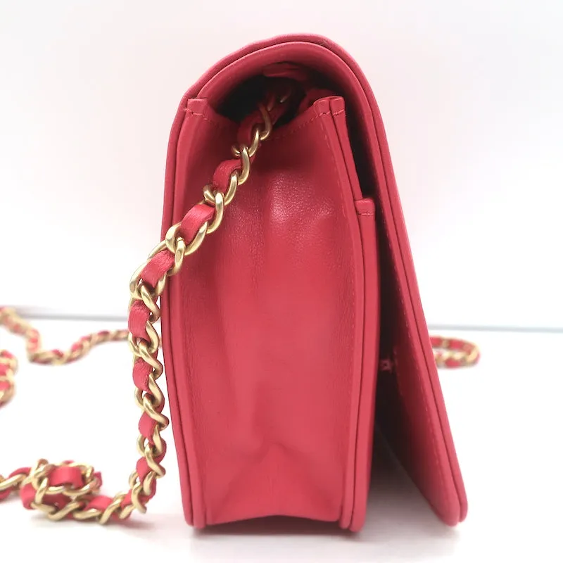 Chanel Boy Wallet on Chain Pink Quilted Lambskin Leather Small Crossbody Bag NEW