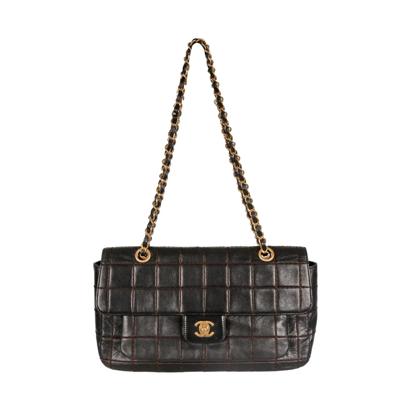 Chanel Brown Crazy Stitch Quilted Flap Bag
