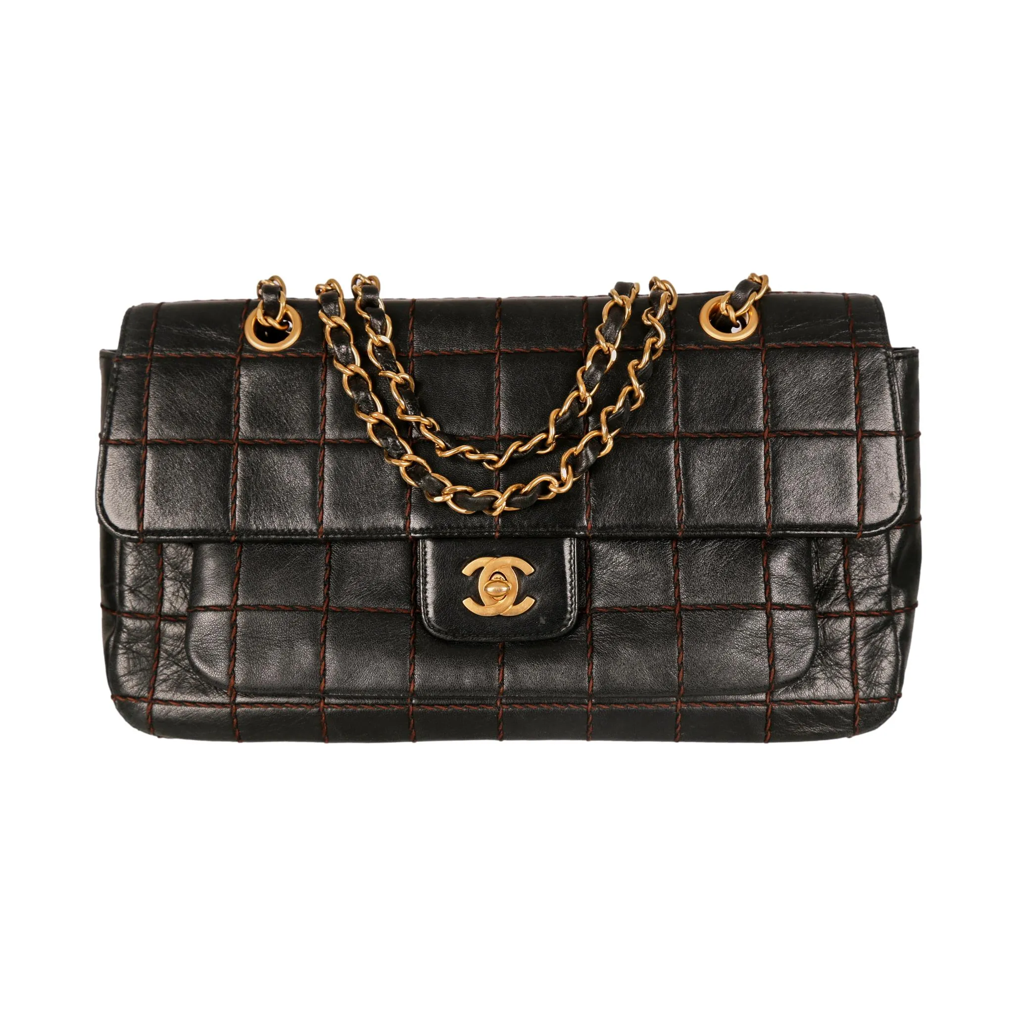 Chanel Brown Crazy Stitch Quilted Flap Bag
