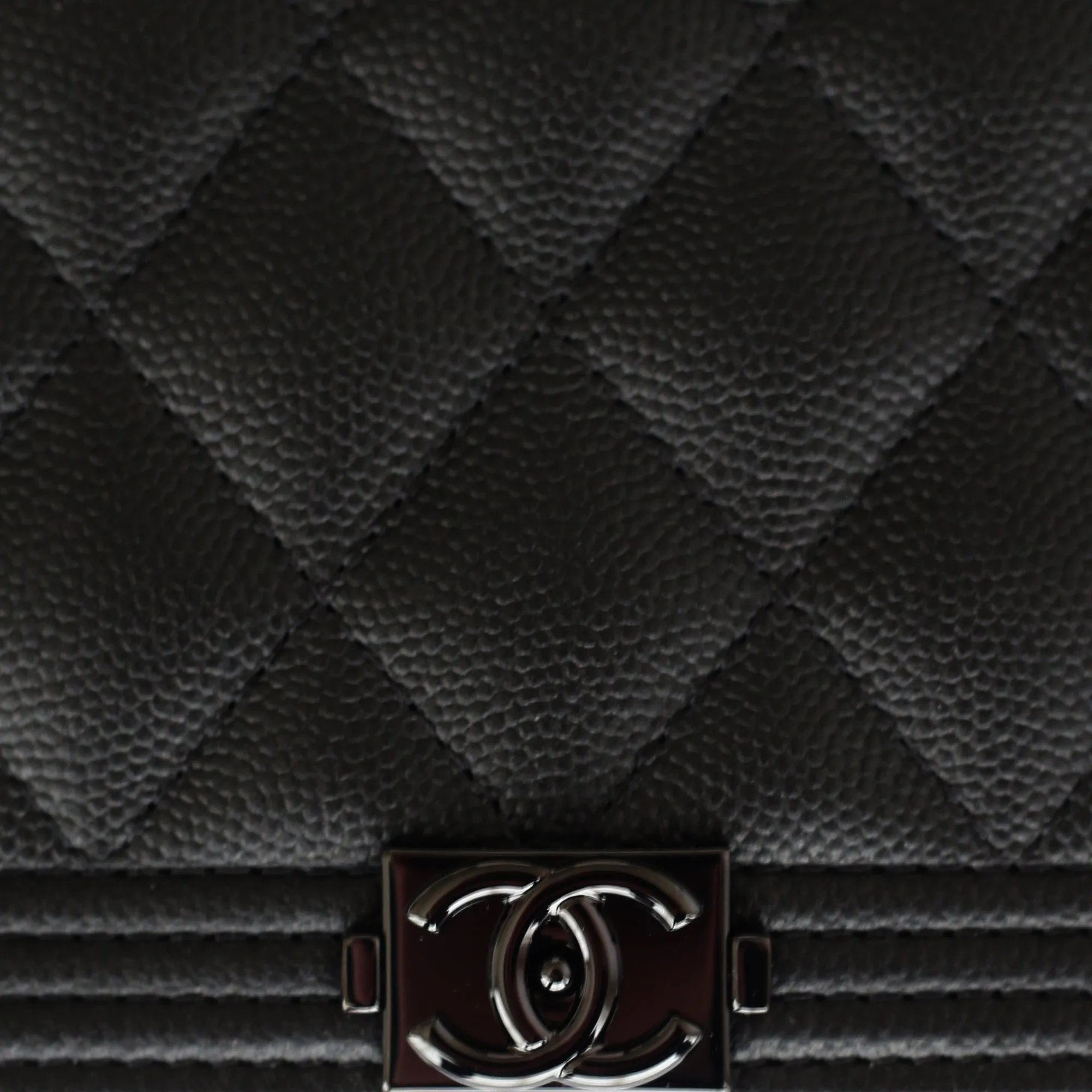 Chanel | Calfskin So Black Boy Wallet on Chain | WOC