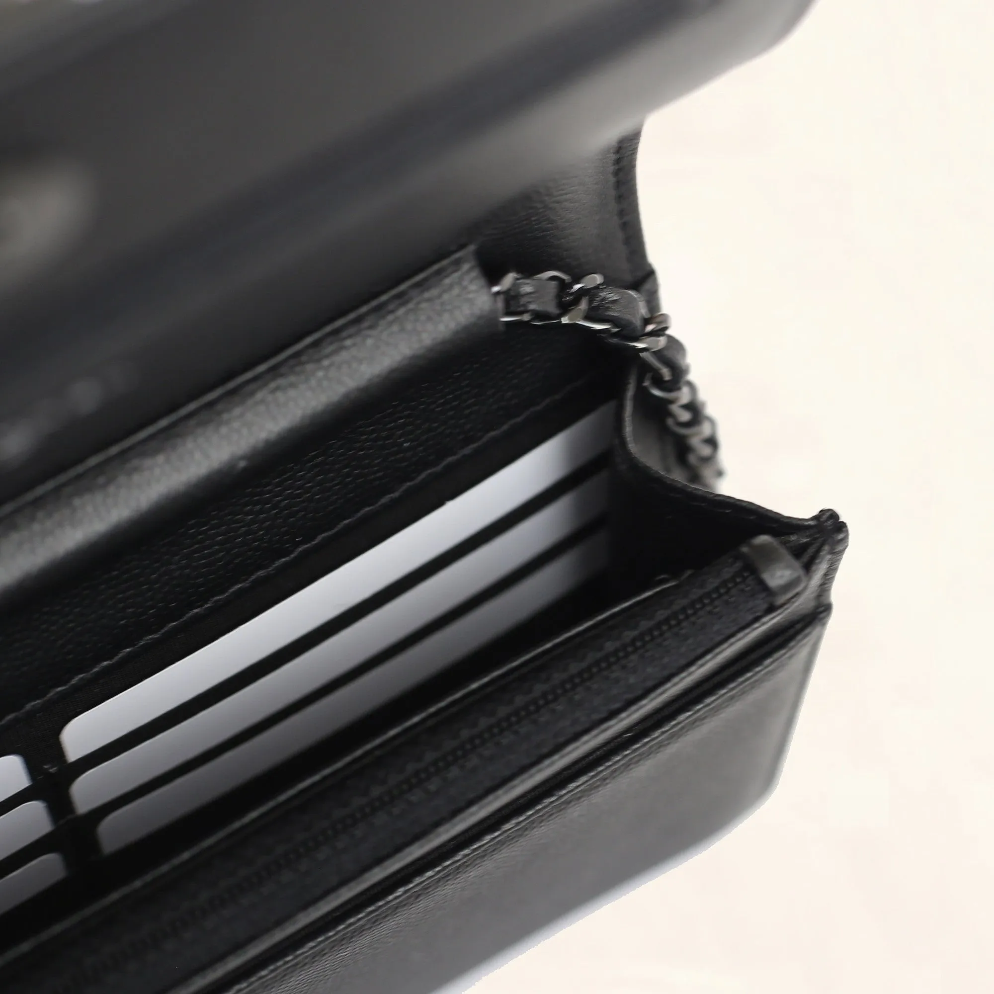 Chanel | Calfskin So Black Boy Wallet on Chain | WOC