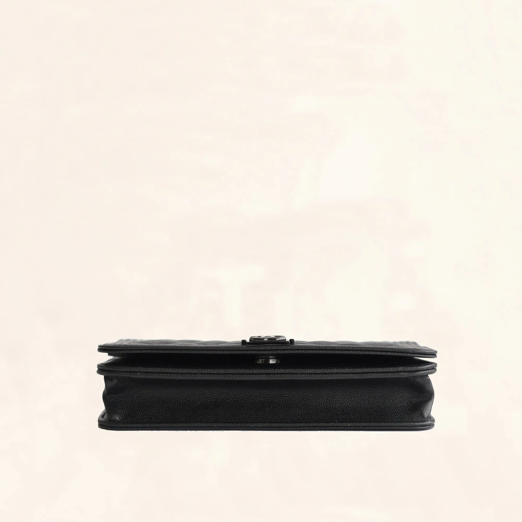 Chanel | Calfskin So Black Boy Wallet on Chain | WOC
