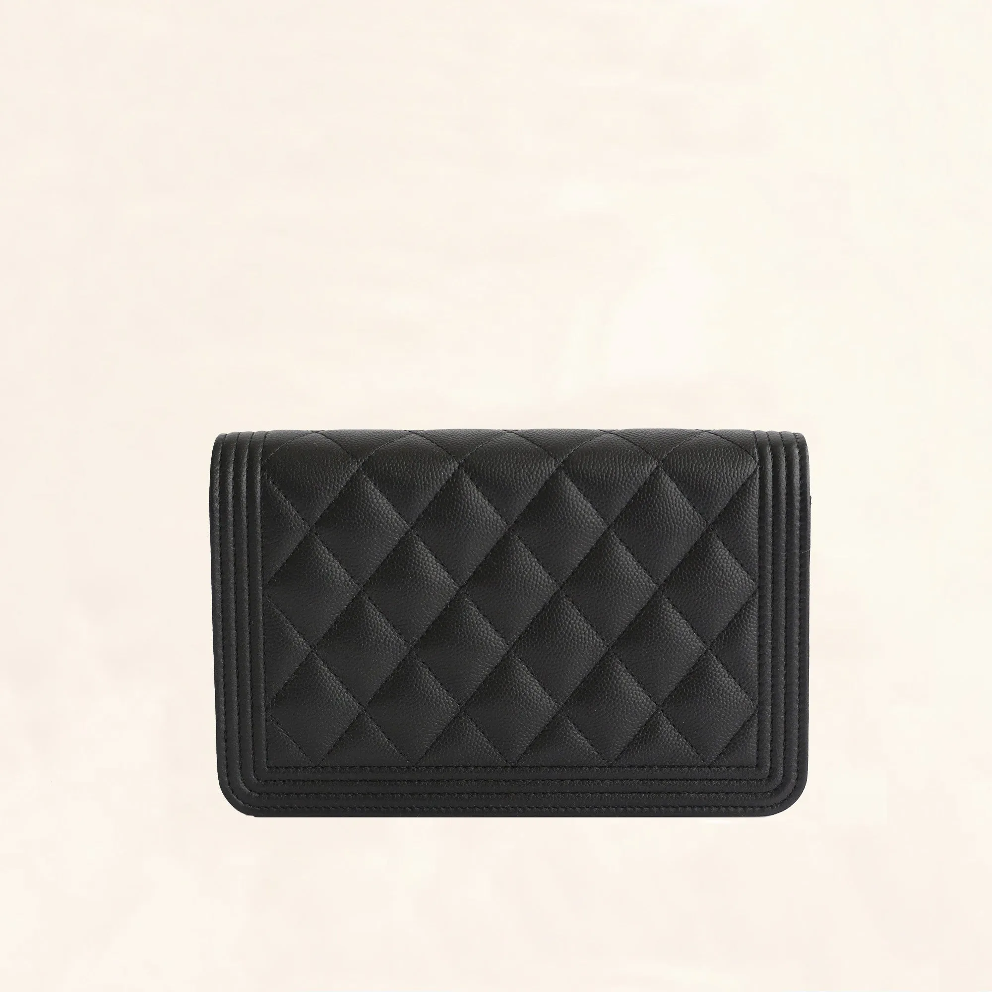 Chanel | Calfskin So Black Boy Wallet on Chain | WOC