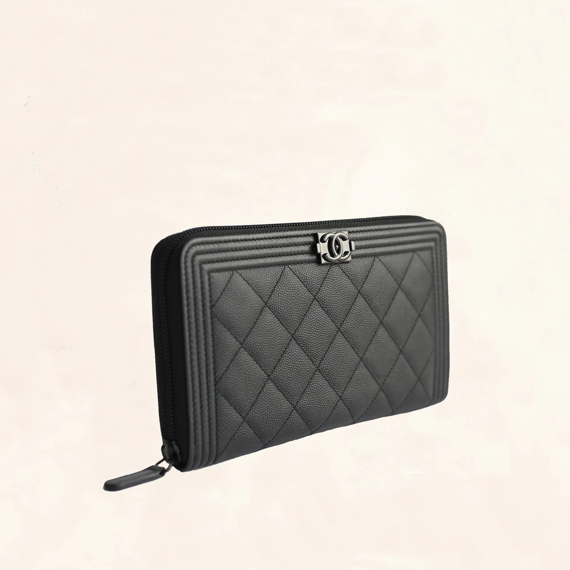 Chanel | Caviar So Black Boy Long Zip Wallet | Large
