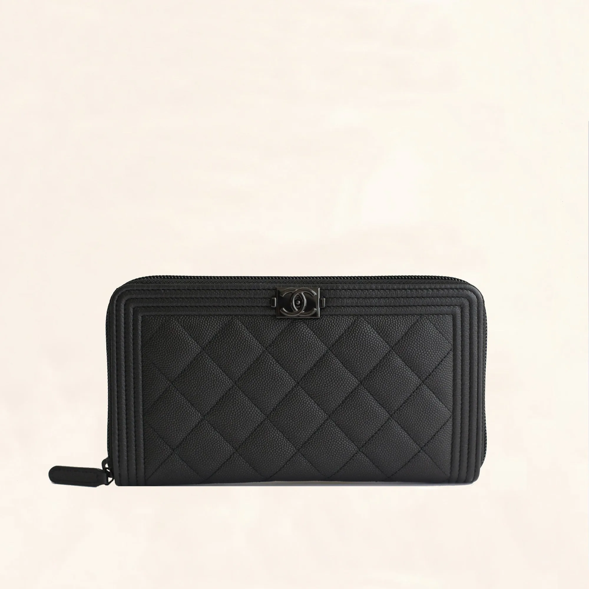 Chanel | Caviar So Black Boy Long Zip Wallet | Large