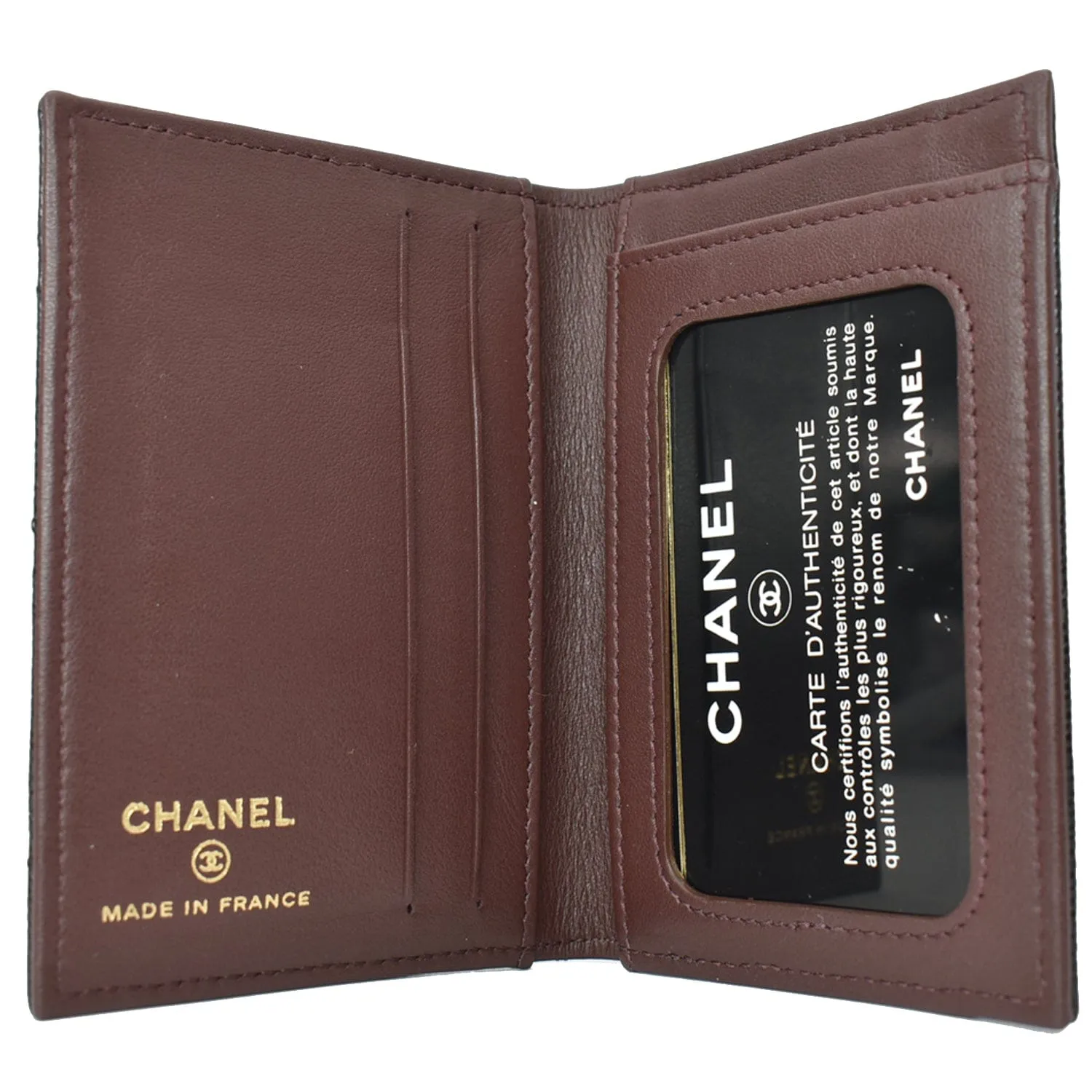 CHANEL CC Card Holder Quilted Caviar Leather Wallet Black