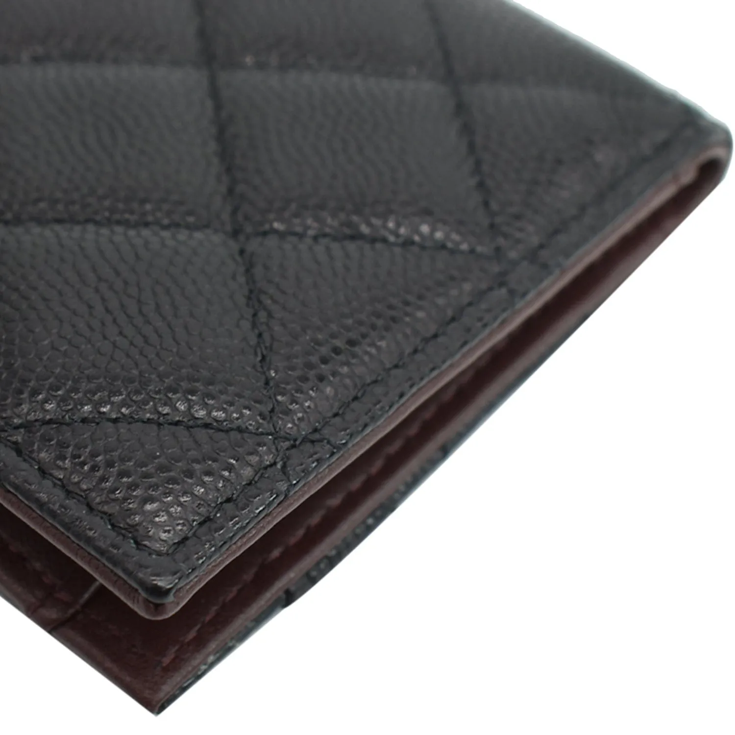 CHANEL CC Card Holder Quilted Caviar Leather Wallet Black