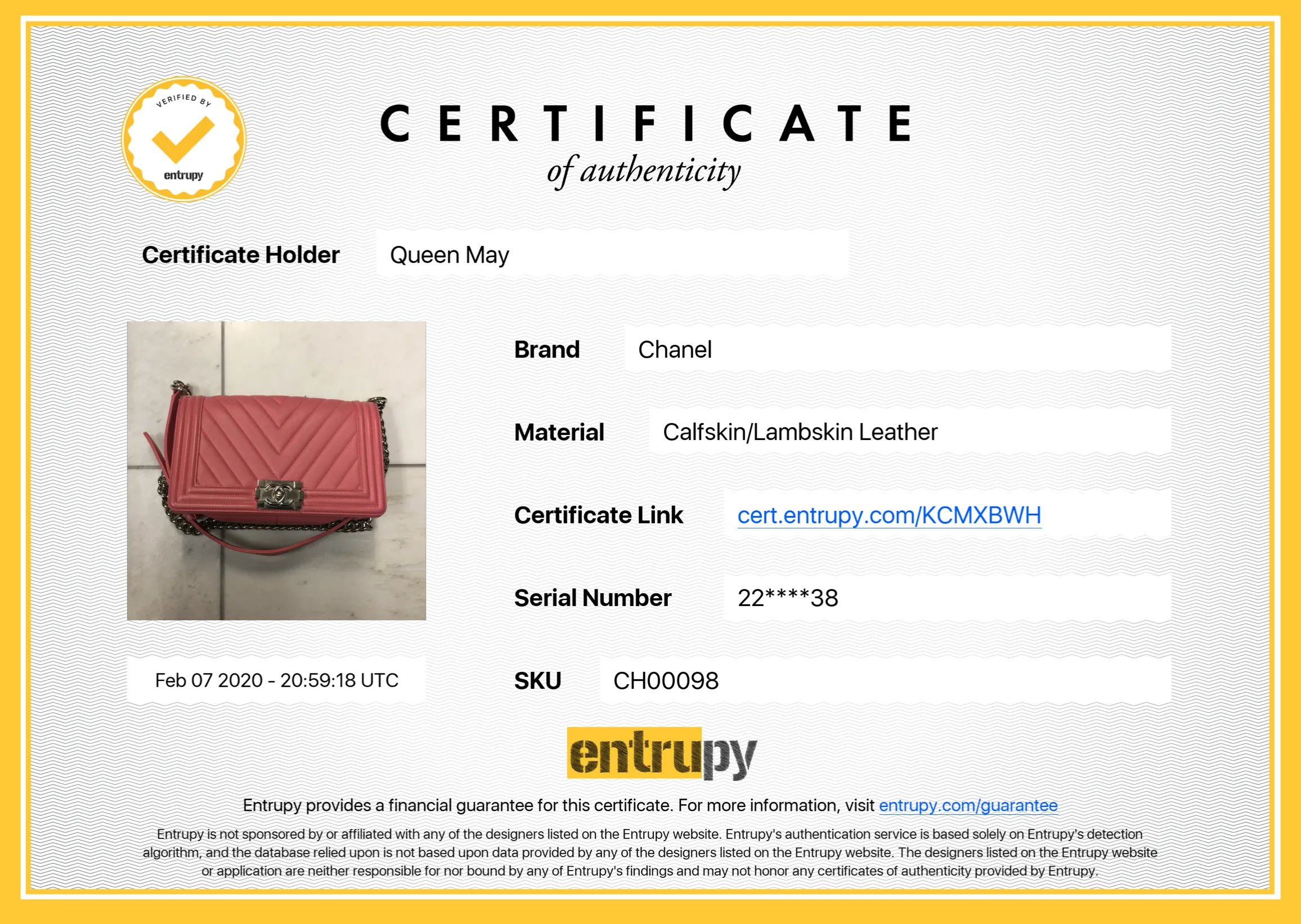 Chanel Pink Chevron Quilted Lambskin Medium Boy Bag