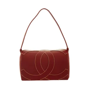 Chanel Red Caviar Logo Shoulder Bag