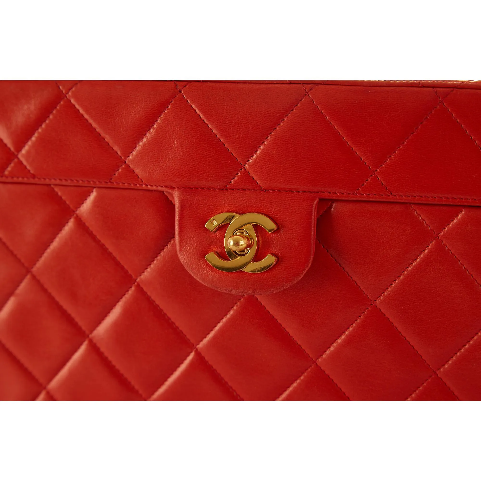 Chanel Red Quilted Jumbo Vanity Bag