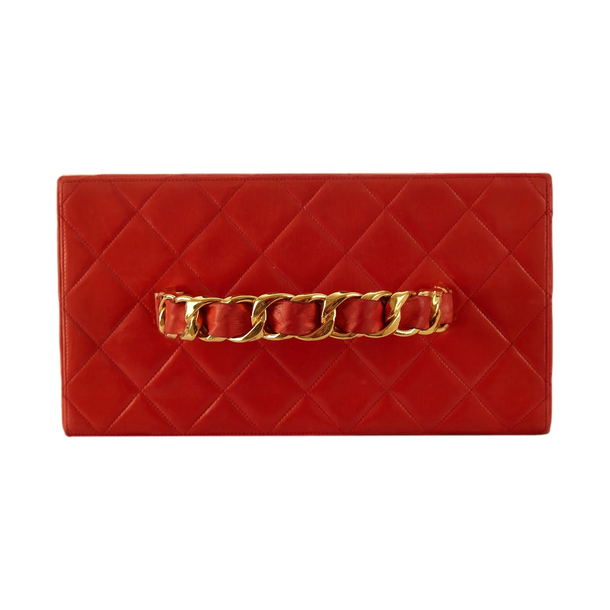 Chanel Red Quilted Jumbo Vanity Bag
