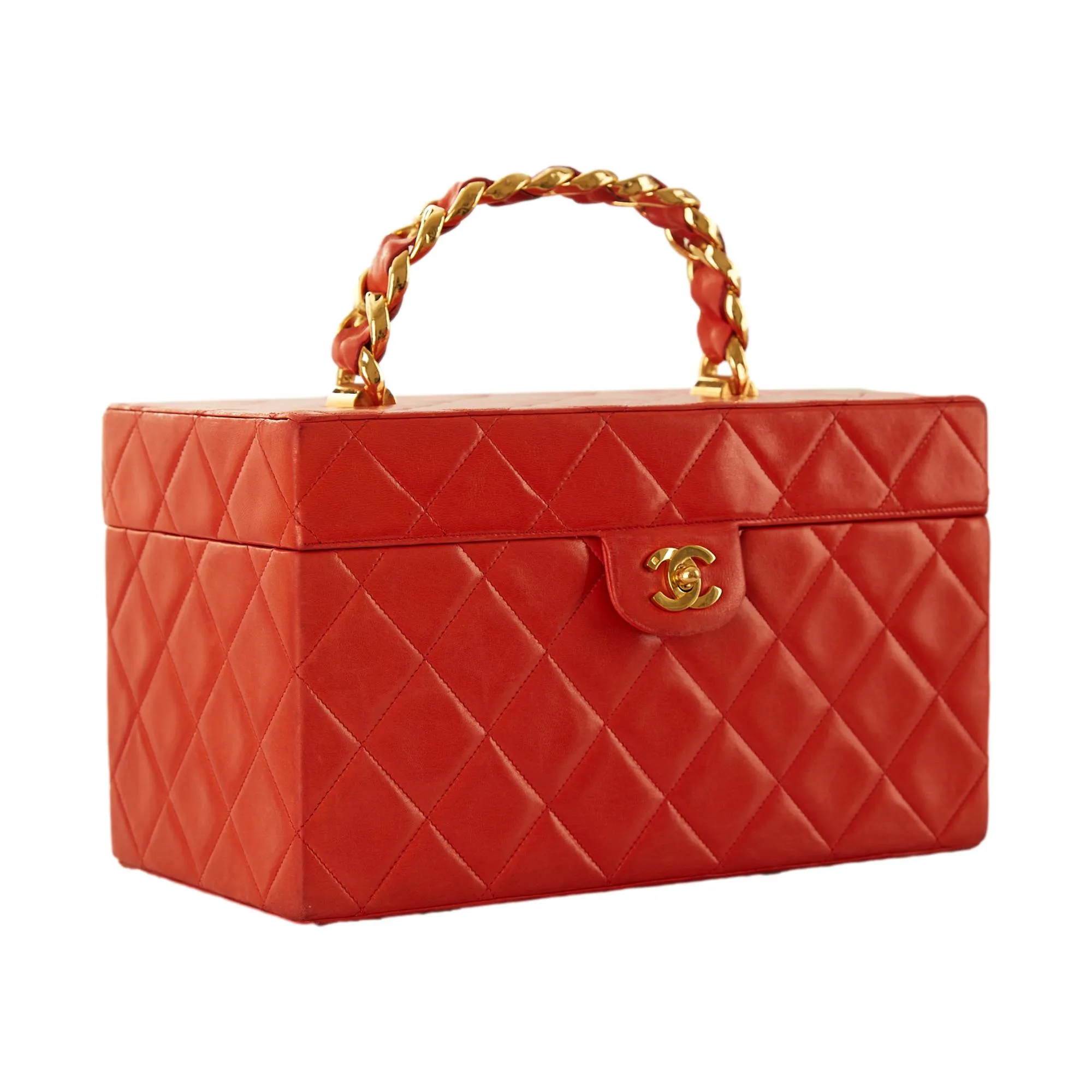 Chanel Red Quilted Jumbo Vanity Bag