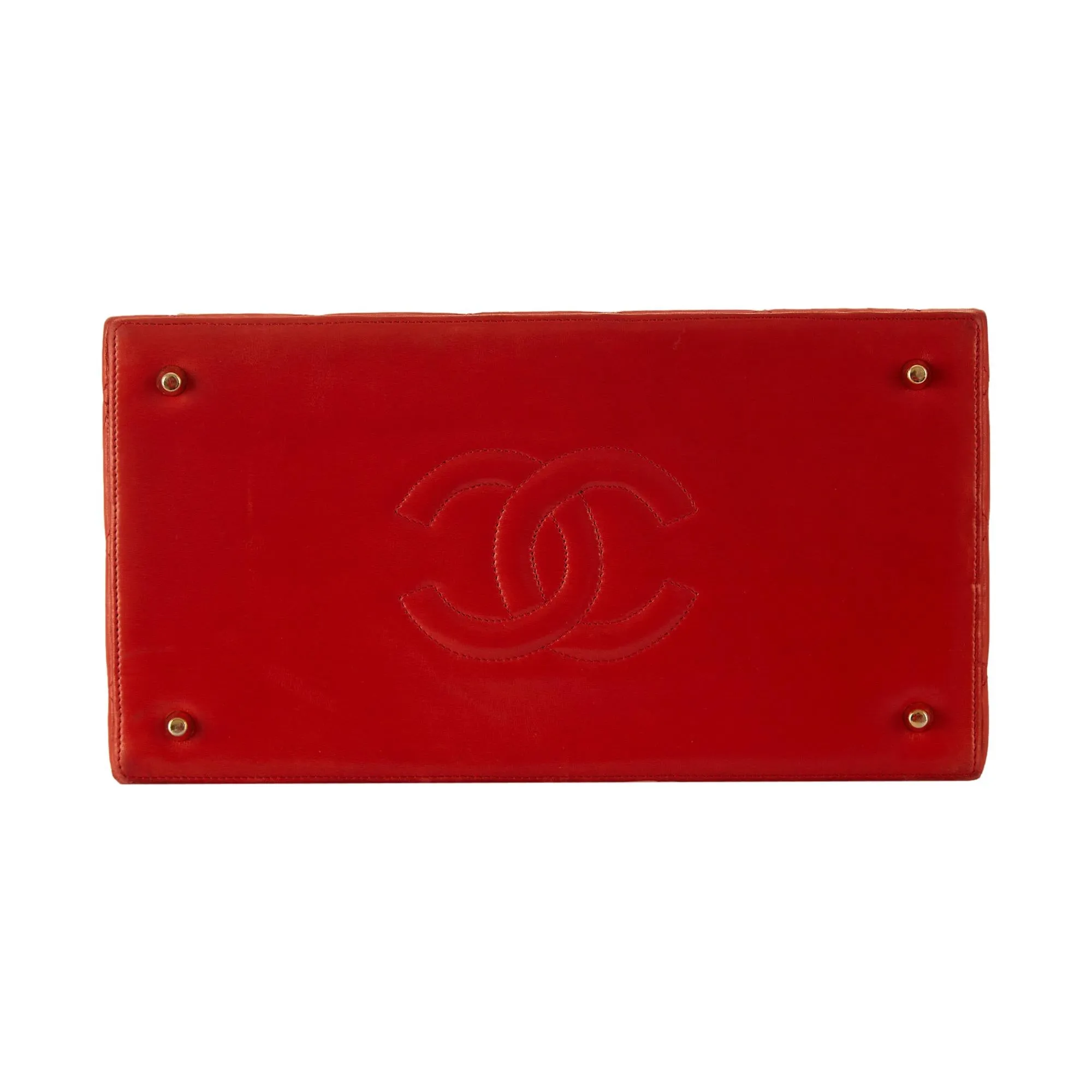 Chanel Red Quilted Jumbo Vanity Bag