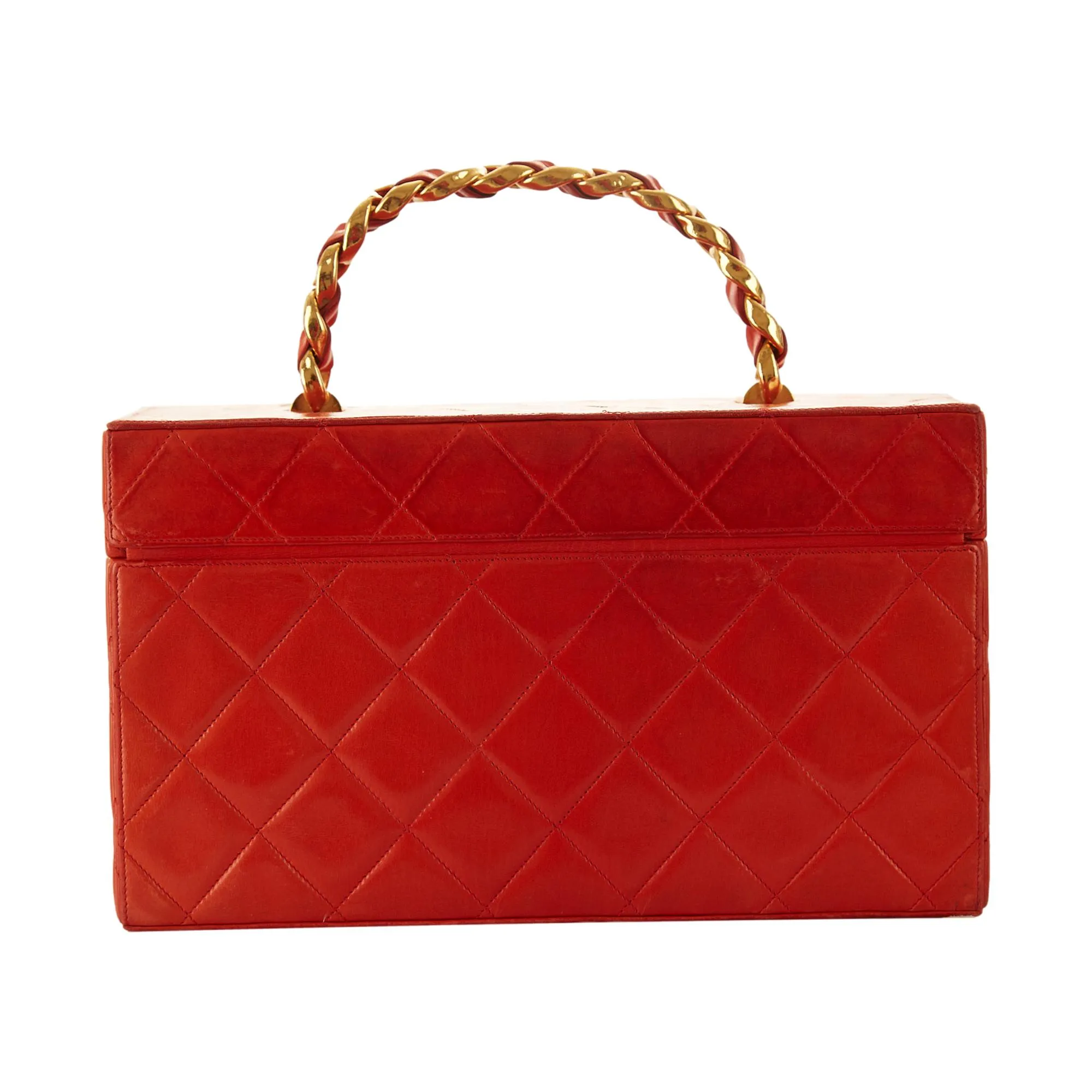Chanel Red Quilted Jumbo Vanity Bag