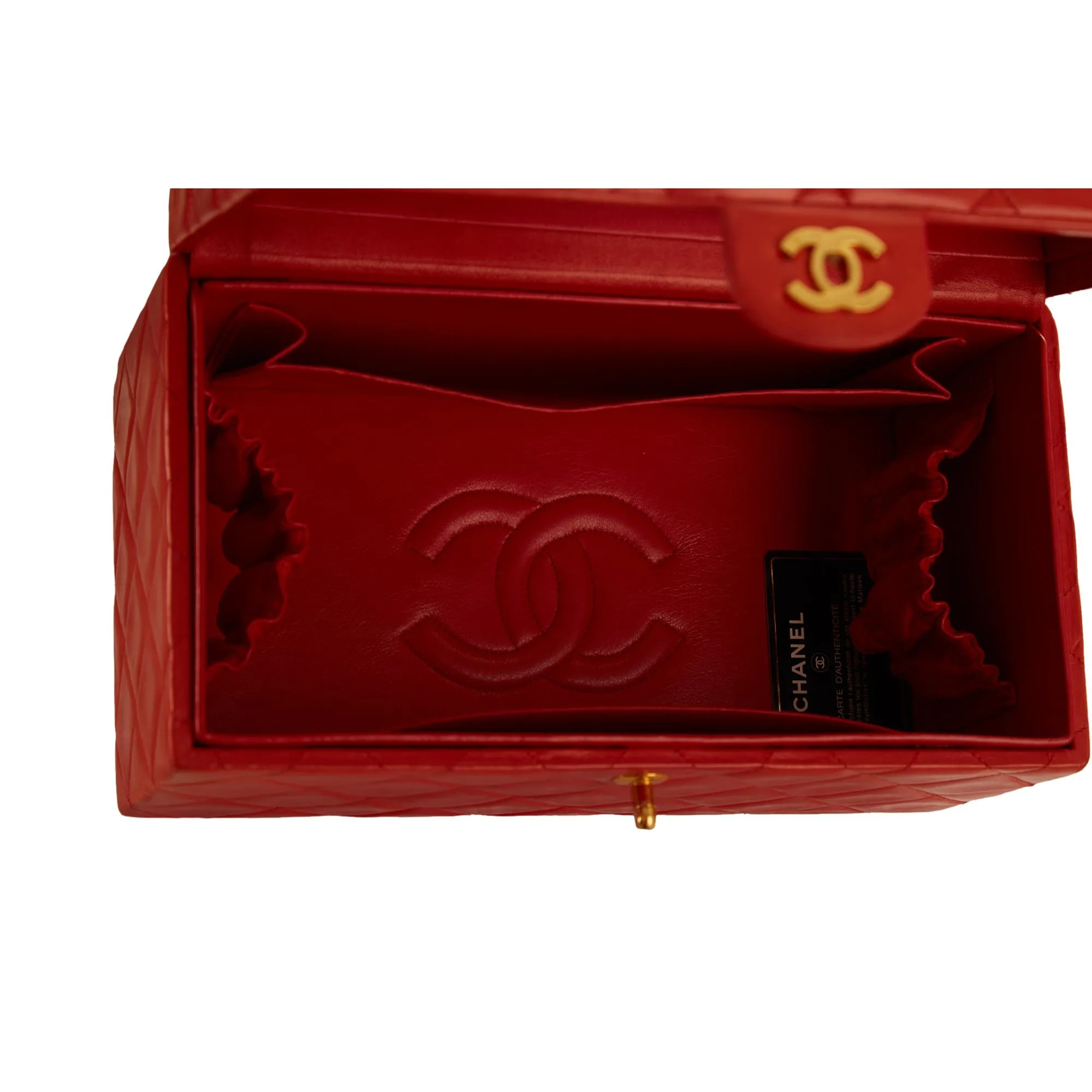 Chanel Red Quilted Jumbo Vanity Bag