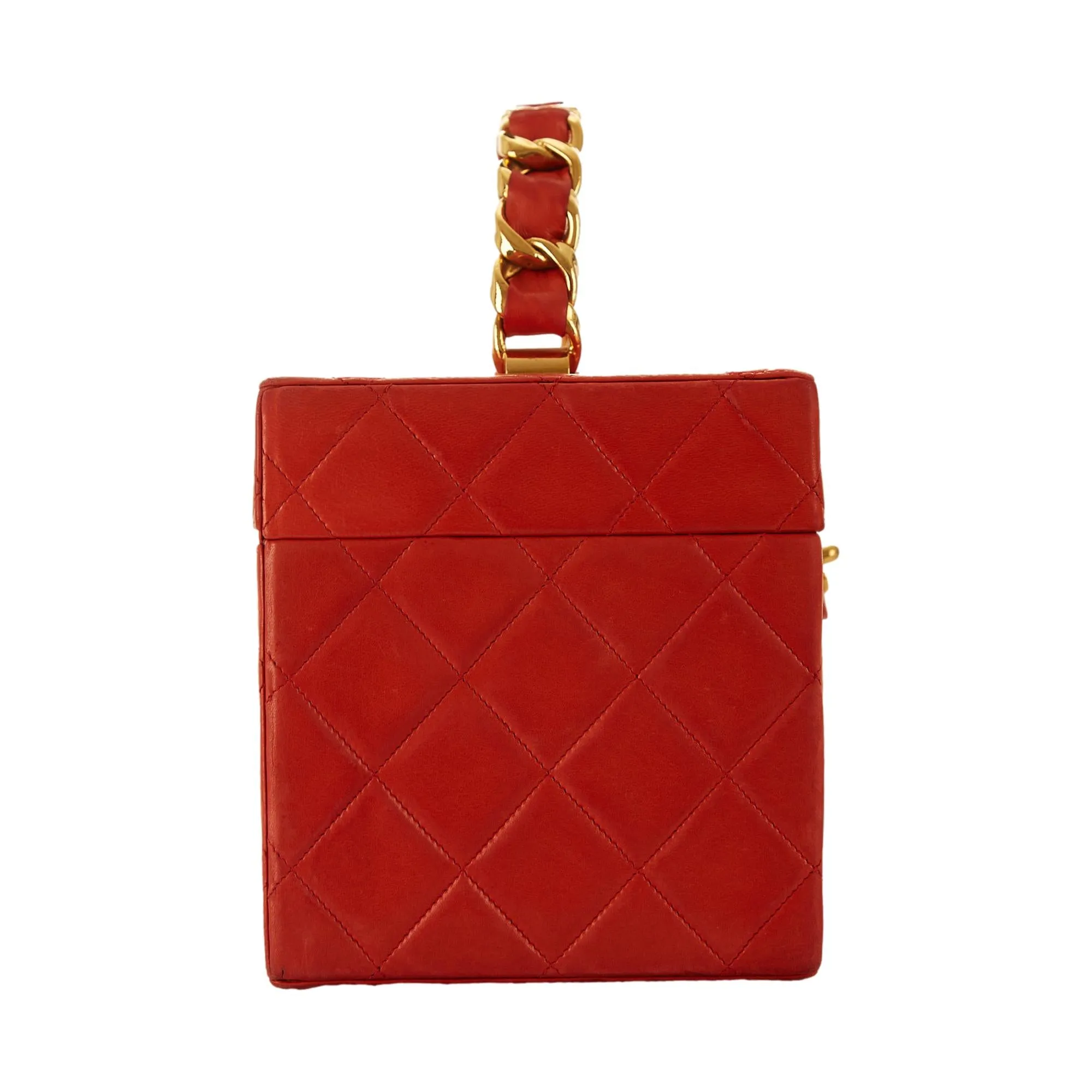 Chanel Red Quilted Jumbo Vanity Bag