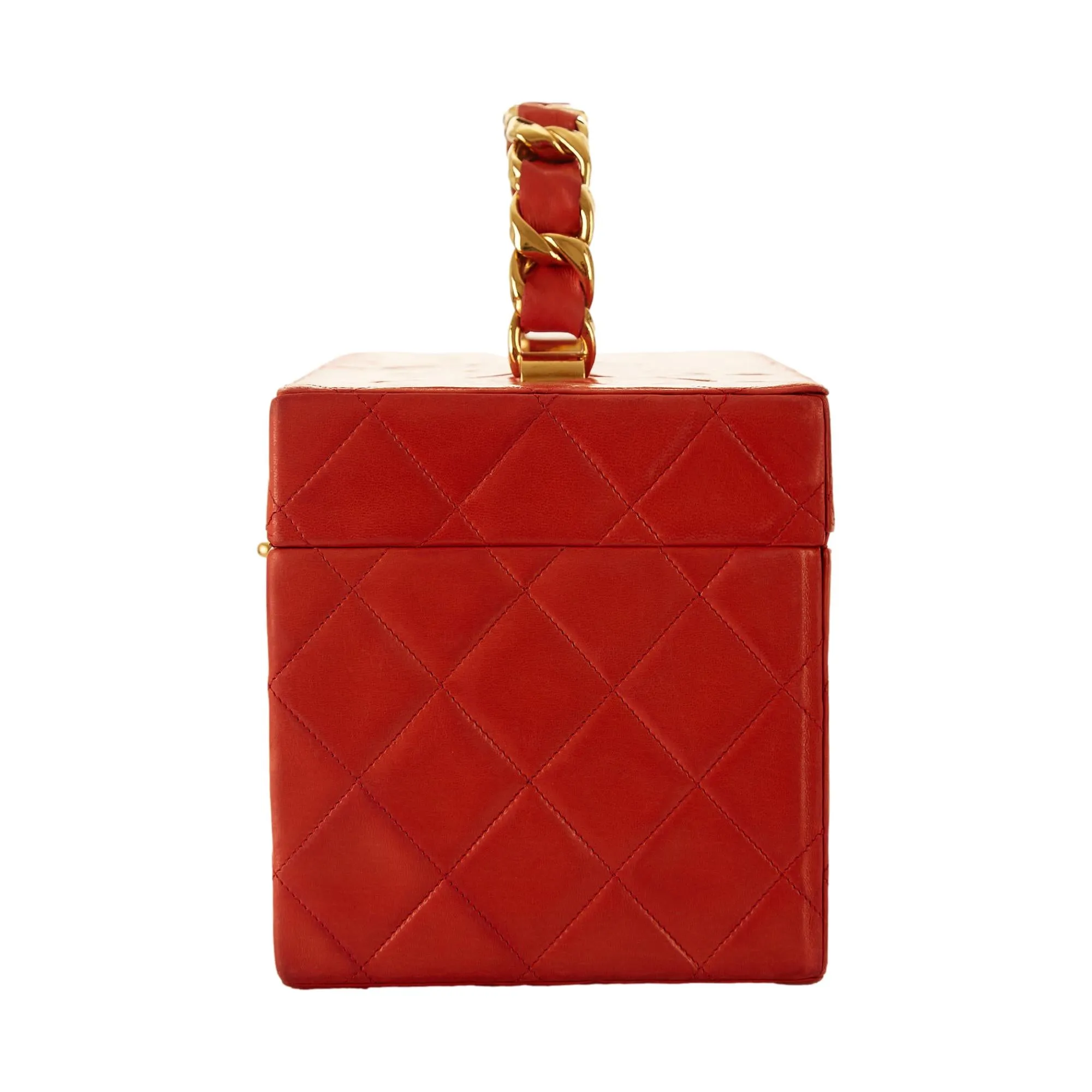 Chanel Red Quilted Jumbo Vanity Bag