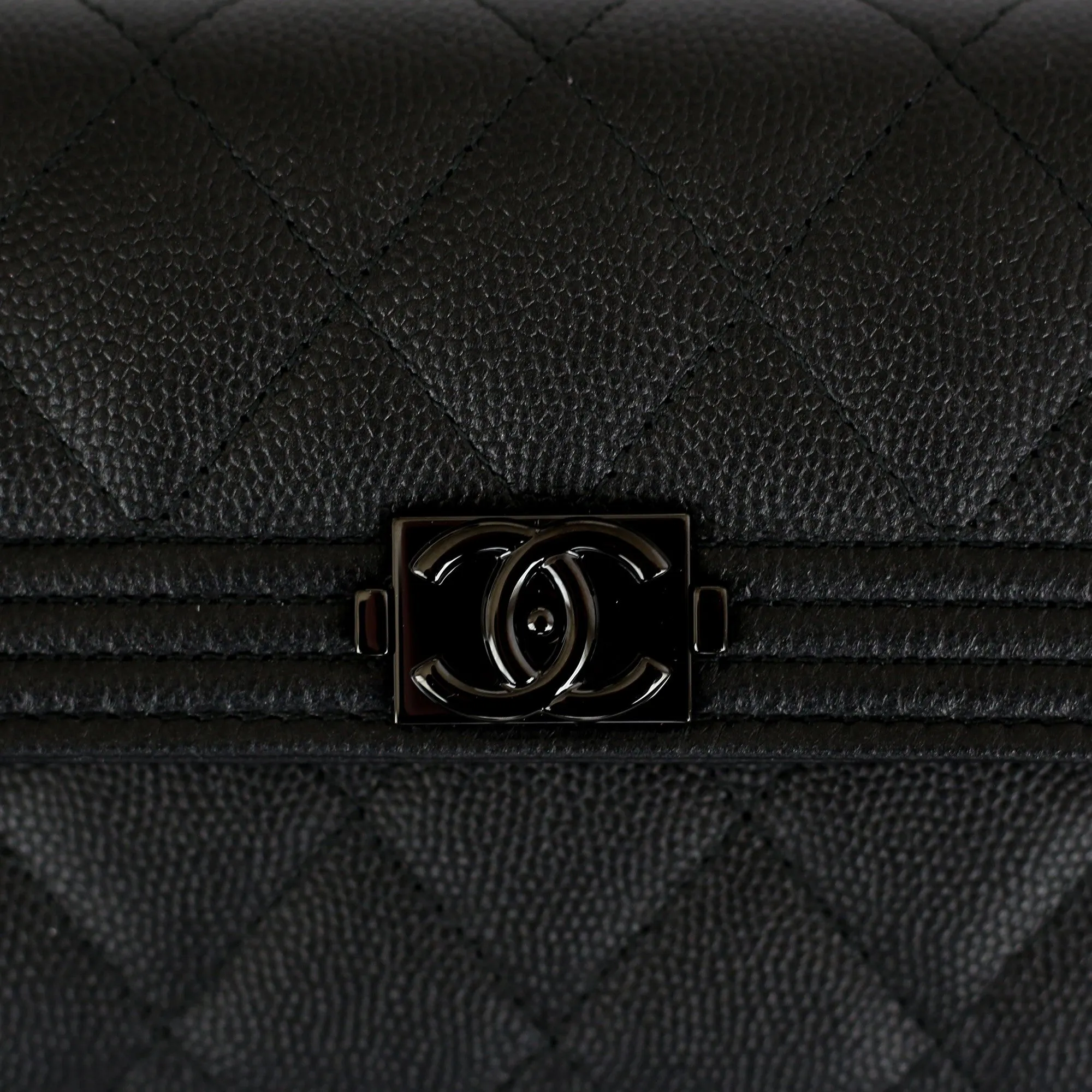 Chanel | So Black Caviar Boy Long Clip Wallet | Large