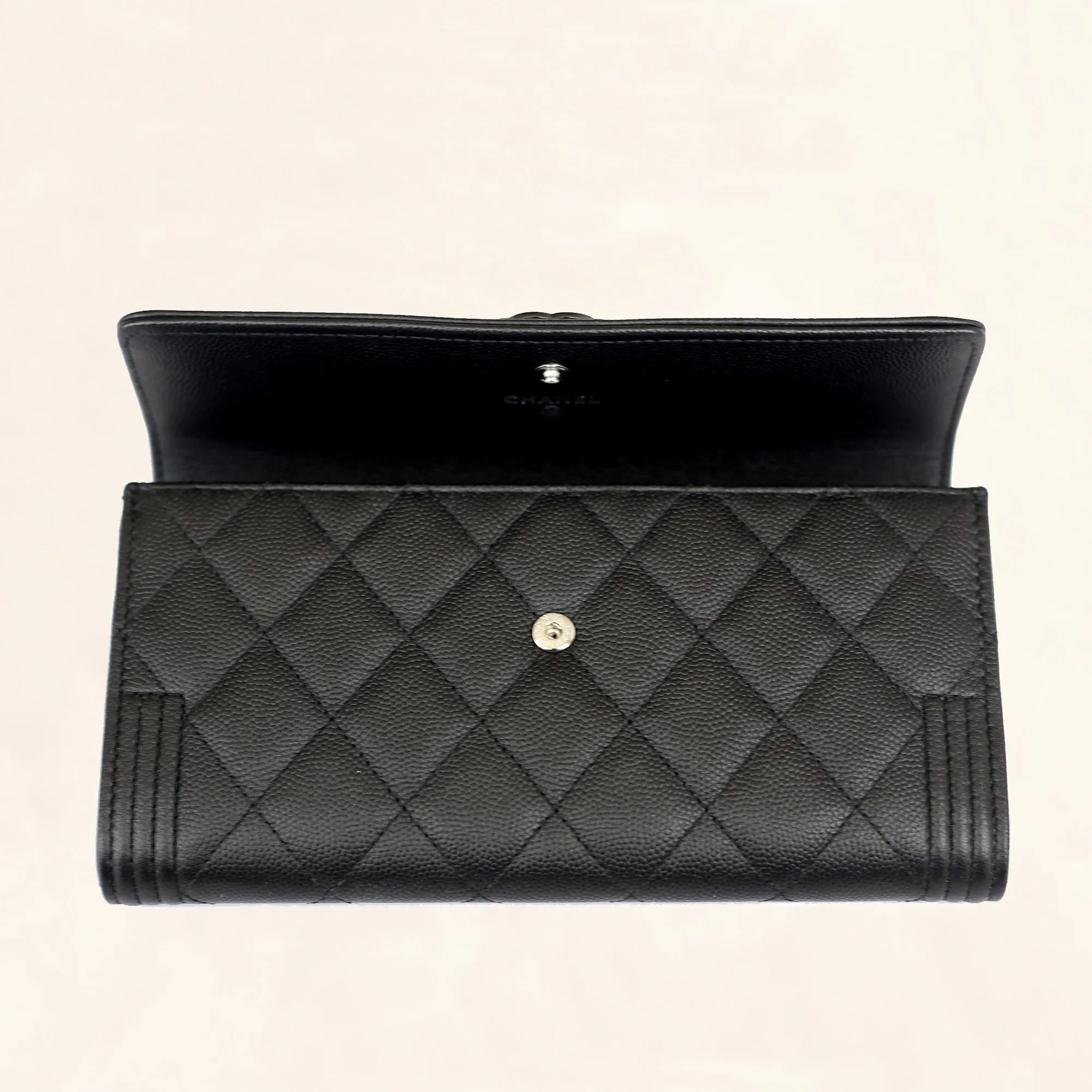 Chanel | So Black Caviar Boy Long Clip Wallet | Large