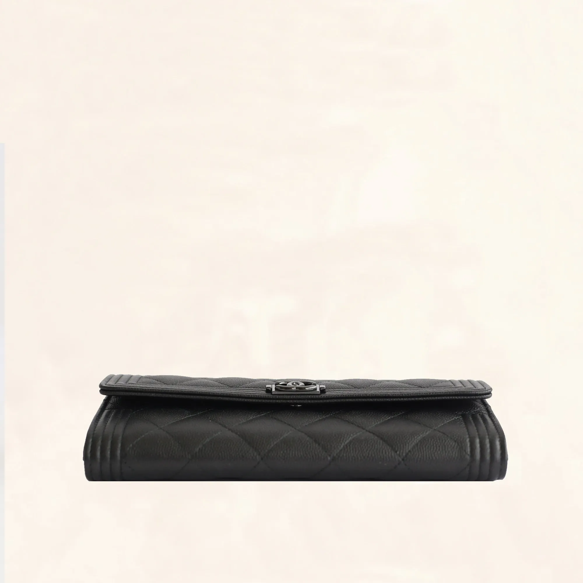 Chanel | So Black Caviar Boy Long Clip Wallet | Large