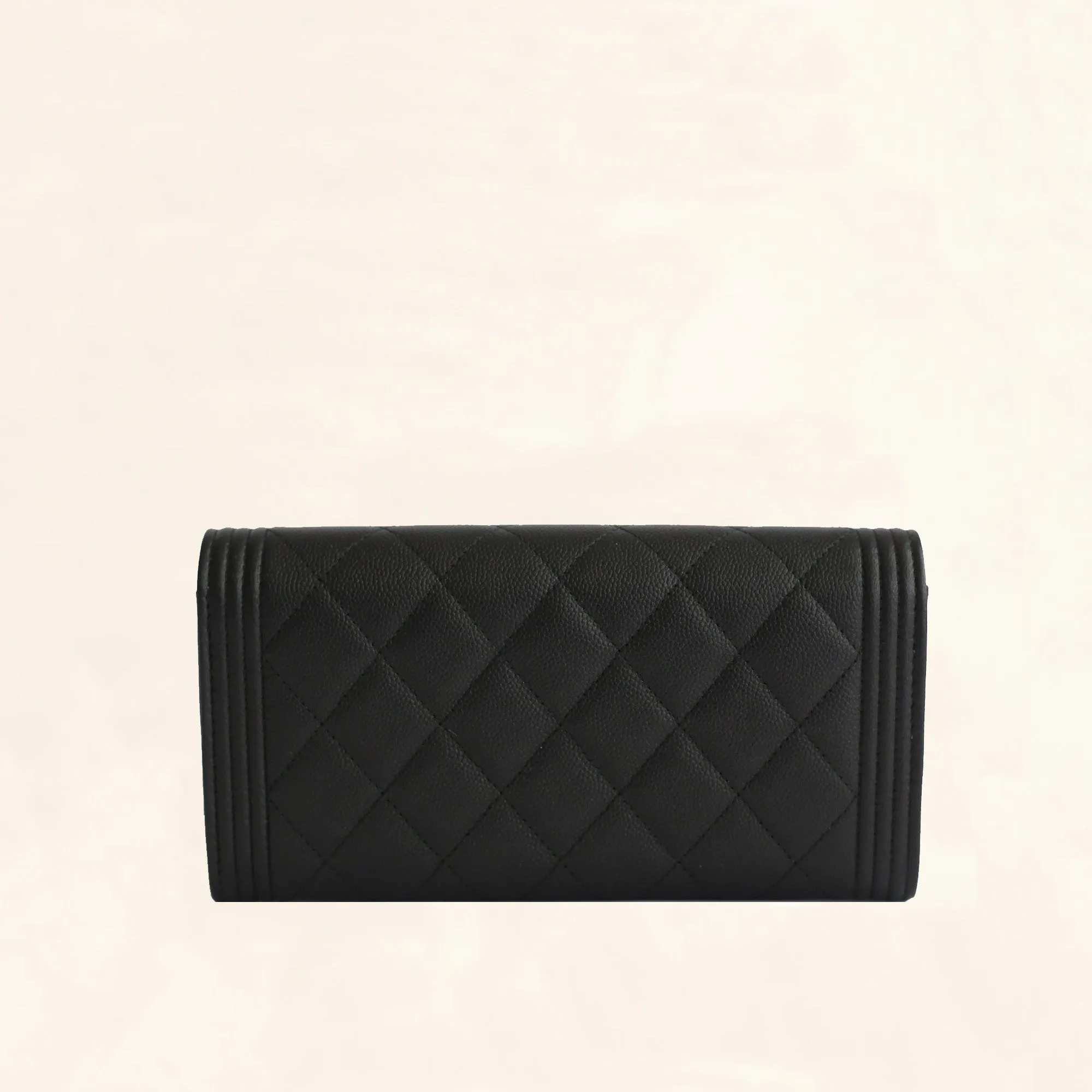 Chanel | So Black Caviar Boy Long Clip Wallet | Large