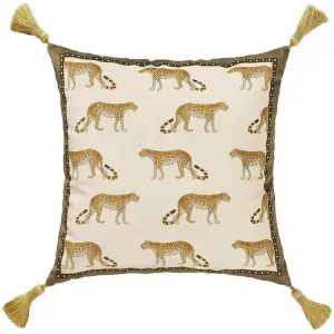 Cheetah Wild Cat Decorative Velvet Throw Pillow Cover with Tassels