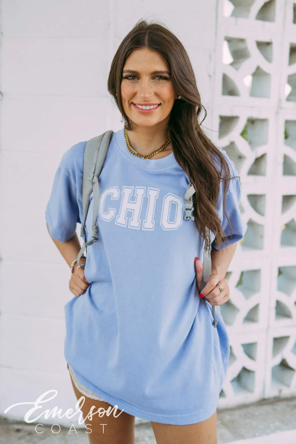 Chi O Varsity Boxy Tee