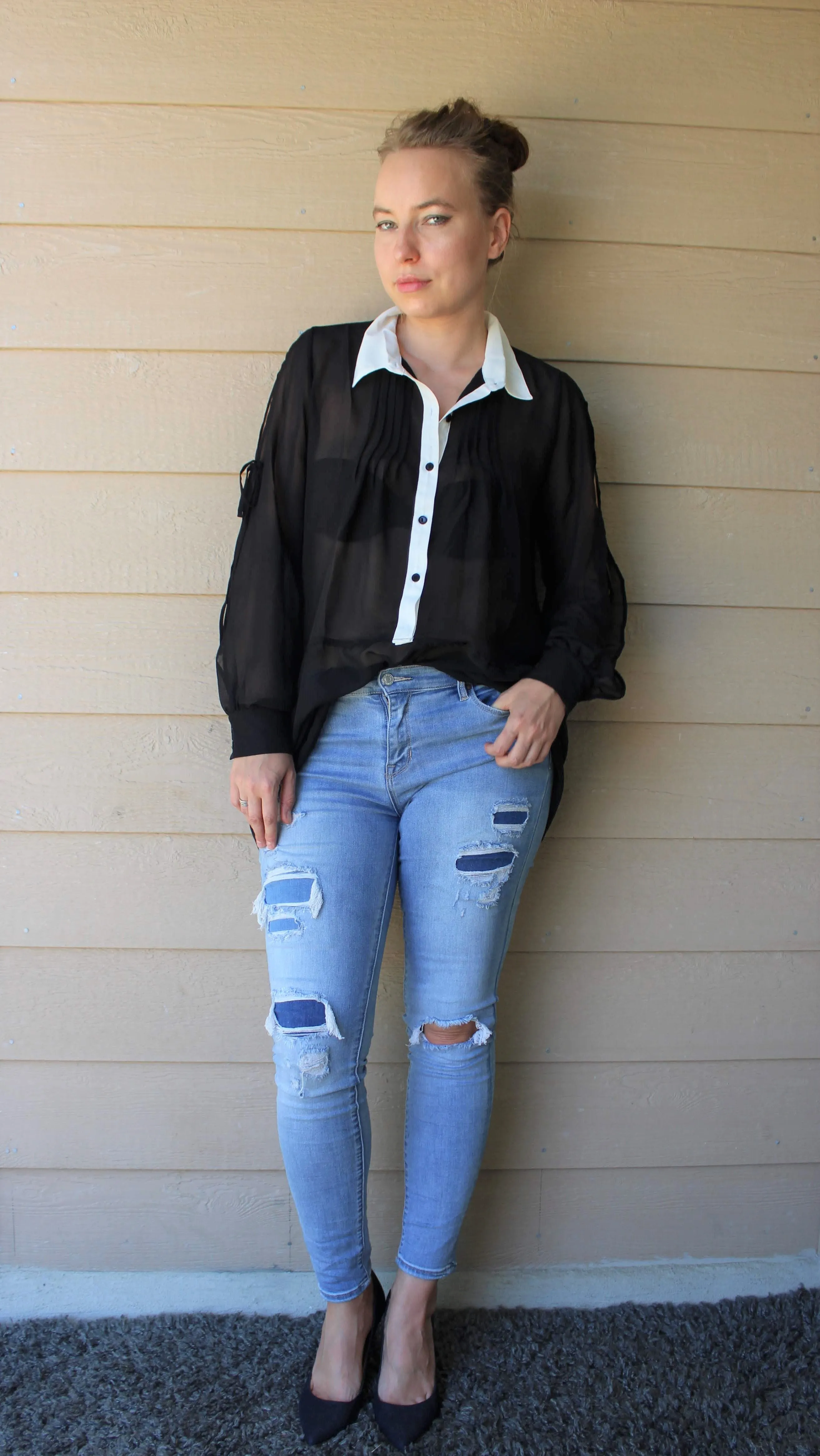 Chiffon Button-Front Blouse