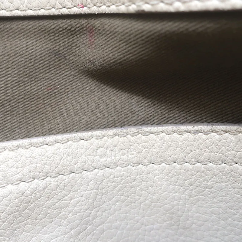 Chloe Marcie Medium Saddle Bag Cream Grained Leather Crossbody
