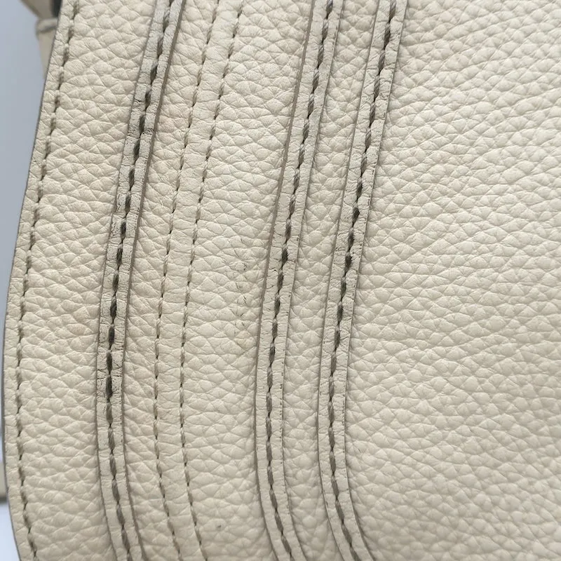 Chloe Marcie Medium Saddle Bag Cream Grained Leather Crossbody