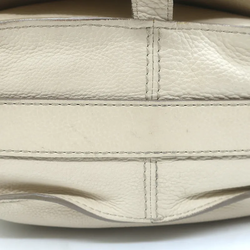 Chloe Marcie Medium Saddle Bag Cream Grained Leather Crossbody