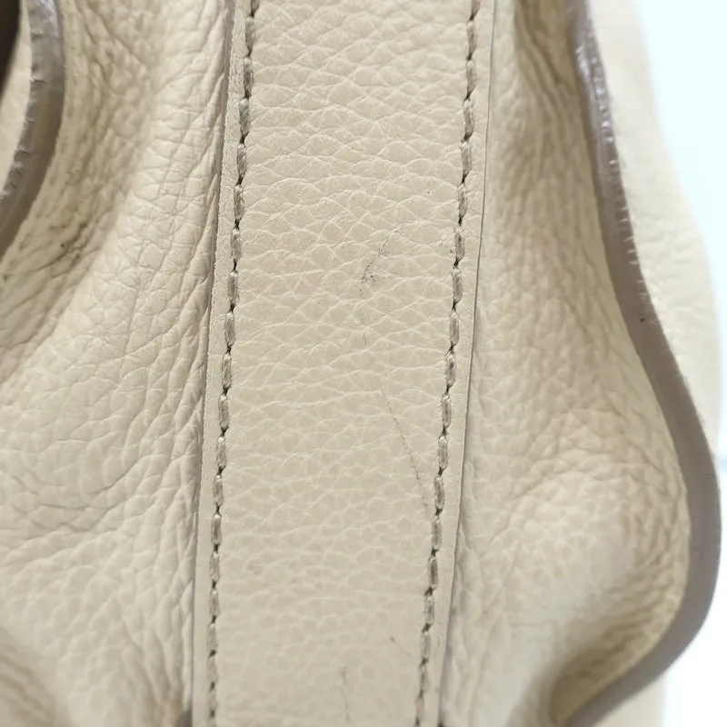 Chloe Marcie Medium Saddle Bag Cream Grained Leather Crossbody