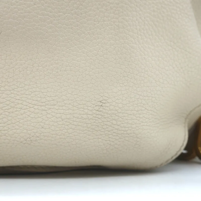 Chloe Marcie Medium Saddle Bag Cream Grained Leather Crossbody