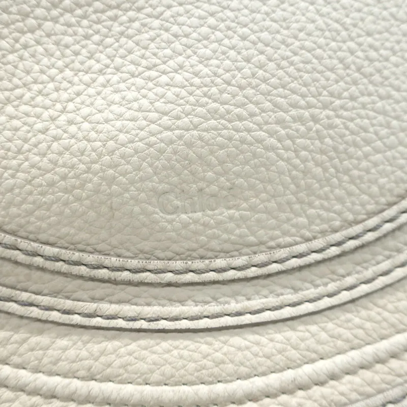 Chloe Marcie Medium Saddle Bag Cream Grained Leather Crossbody