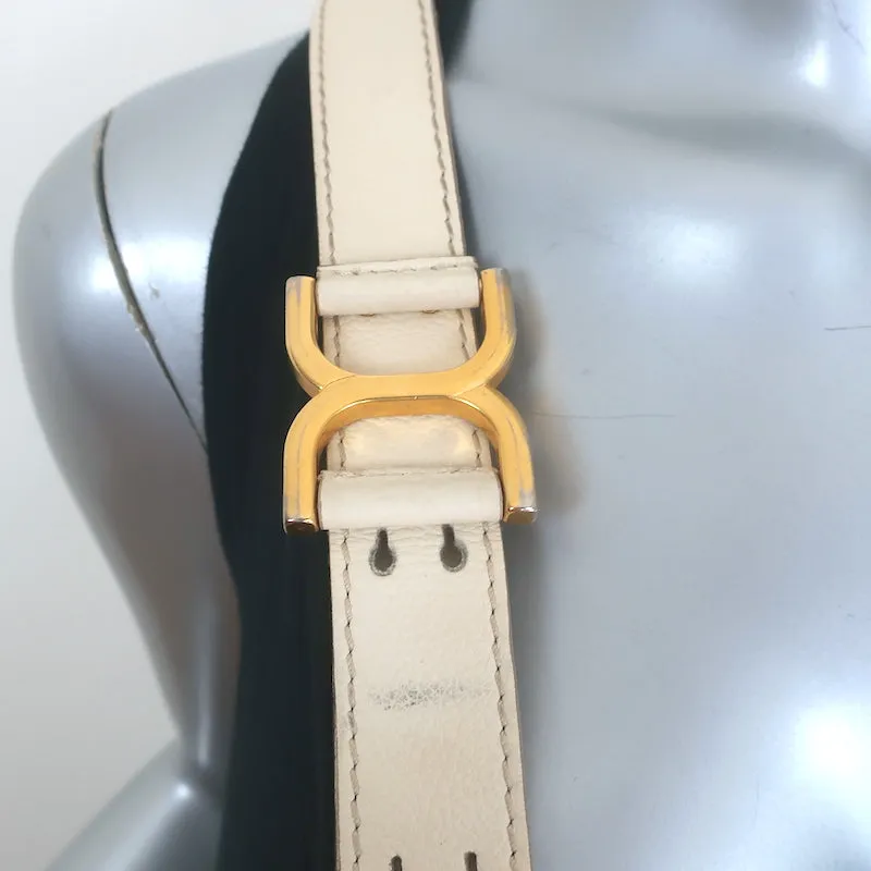 Chloe Marcie Medium Saddle Bag Cream Grained Leather Crossbody