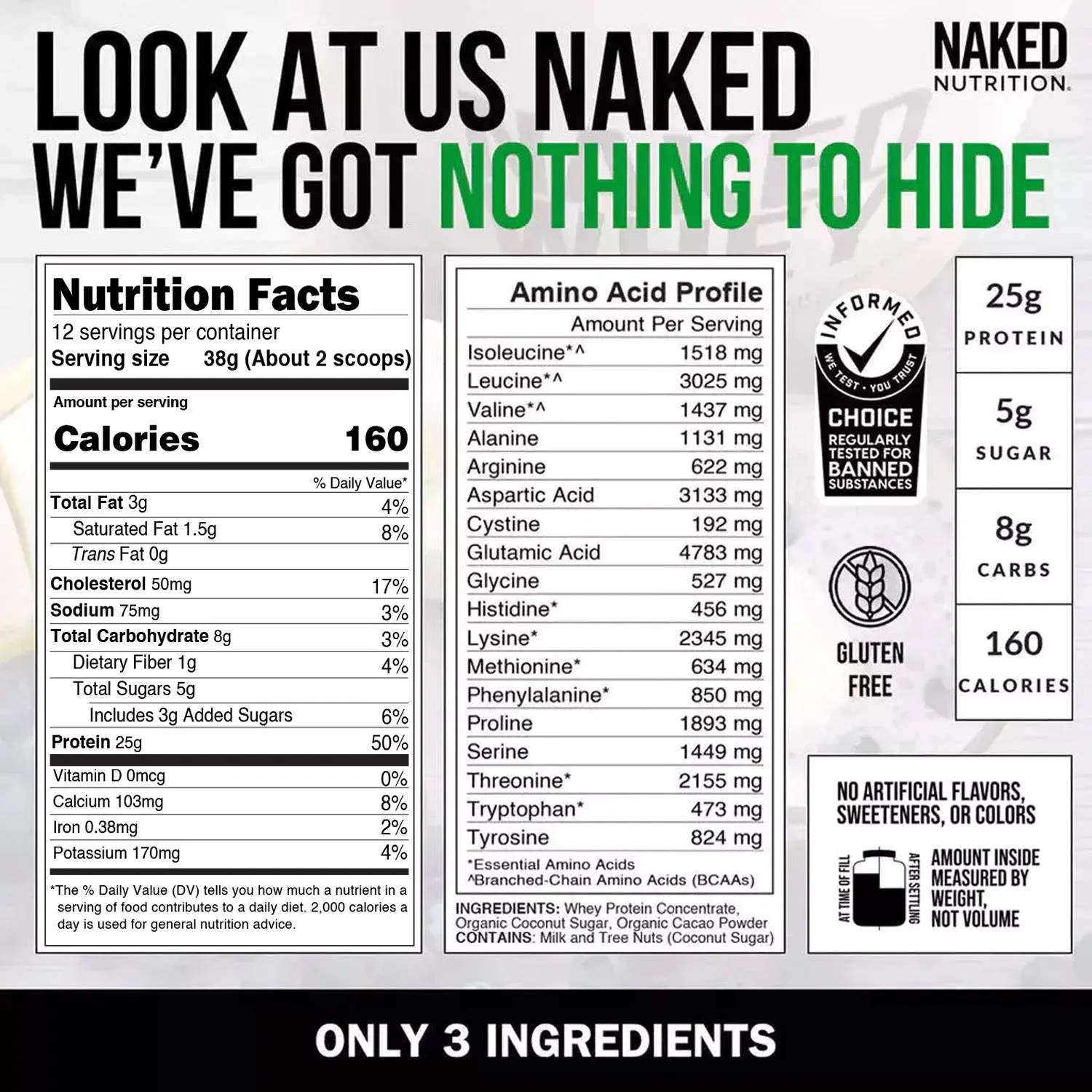 Chocolate Whey Protein Powder 1lb | Naked Chocolate Whey - 1LB