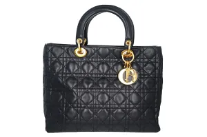 Christian Dior Vintage Lambskin Large Lady Dior Bag