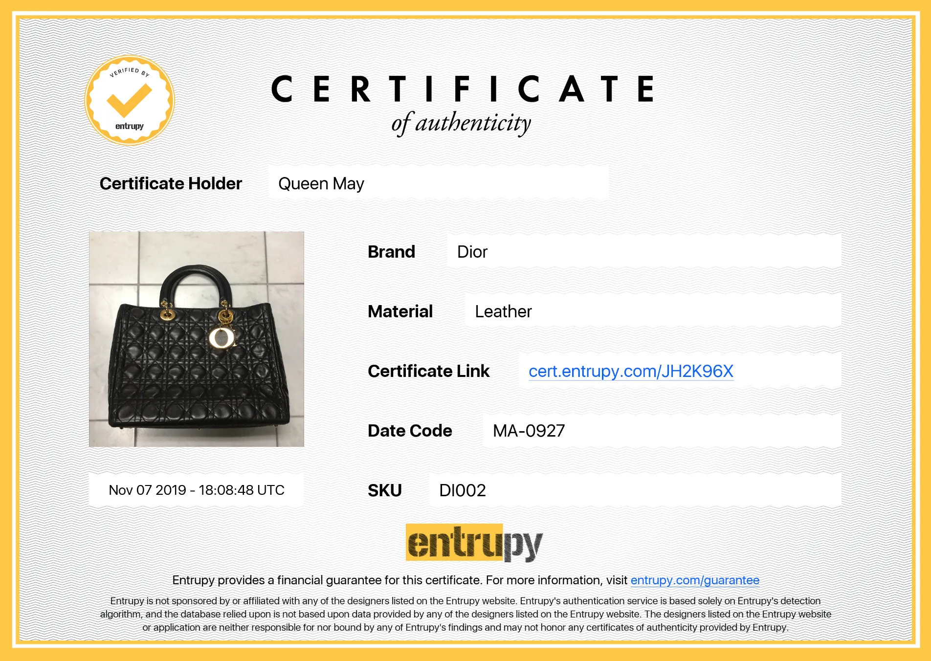 Christian Dior Vintage Lambskin Large Lady Dior Bag