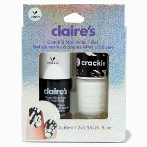 Claire's Black & White Crackle Vegan Nail Polish Set - 2 Pack