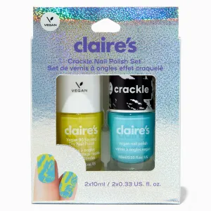 Claire's Blue & Yellow Crackle Vegan Nail Polish Set - 2 Pack