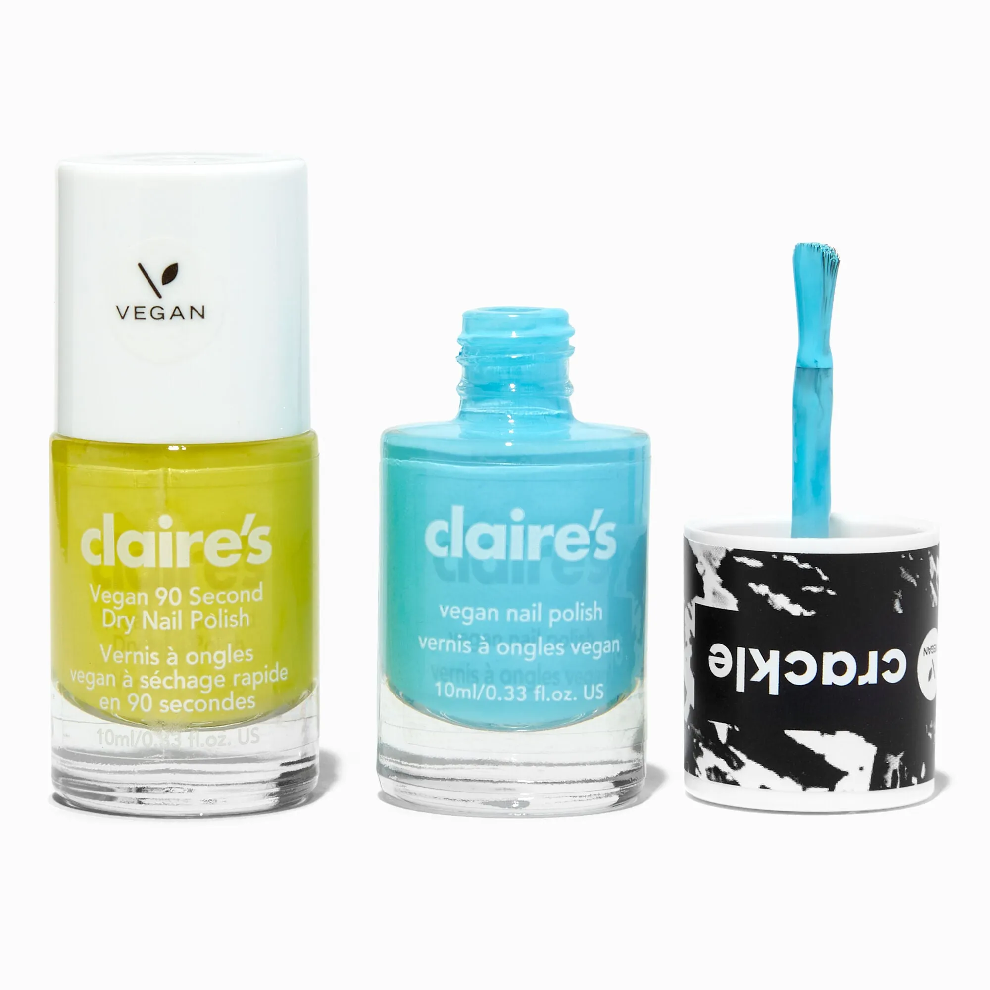 Claire's Blue & Yellow Crackle Vegan Nail Polish Set - 2 Pack
