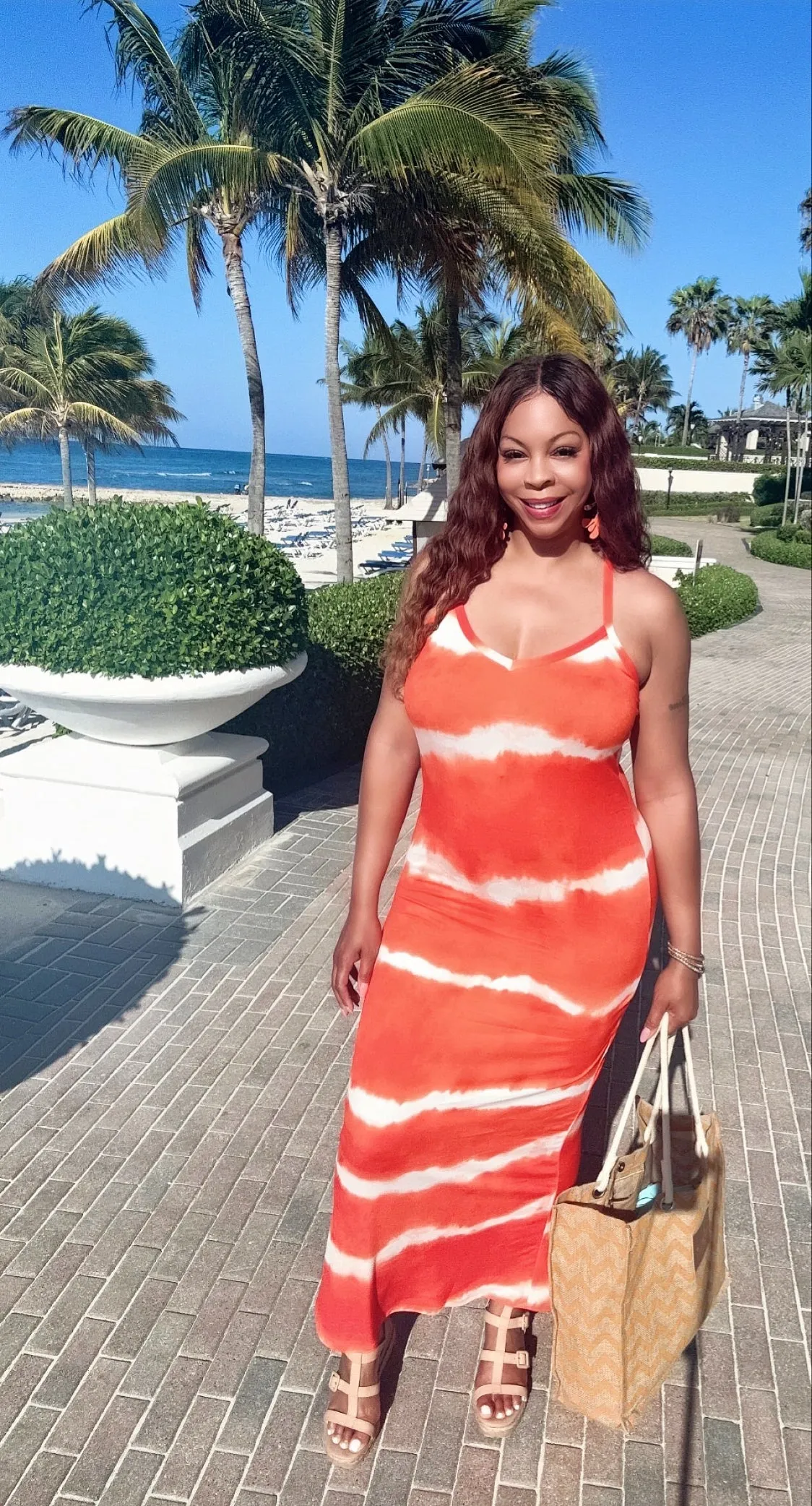 CLEARANCE! Orange Burst Vacay Plus Size Tie-Dye Maxi