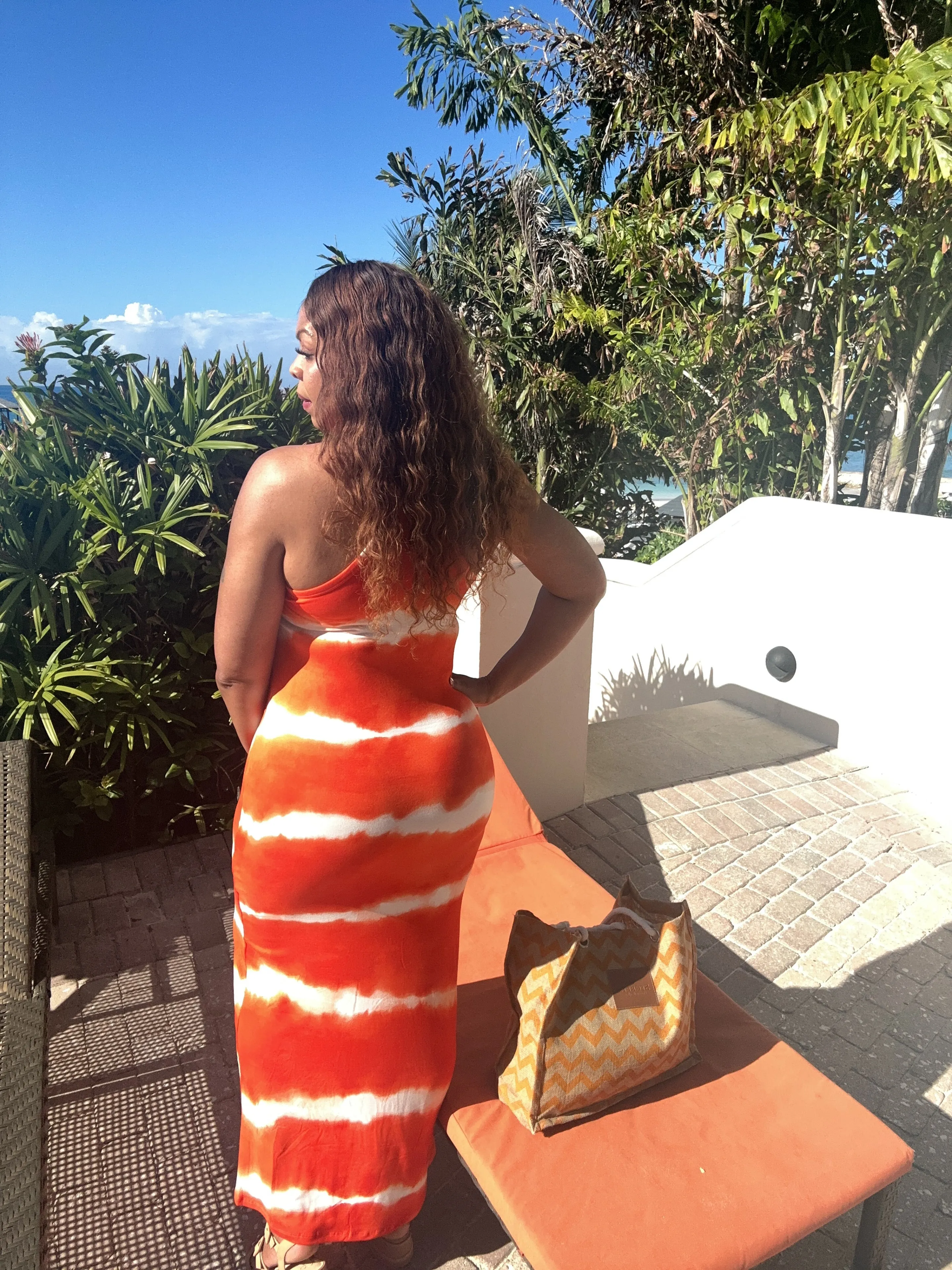 CLEARANCE! Orange Burst Vacay Plus Size Tie-Dye Maxi