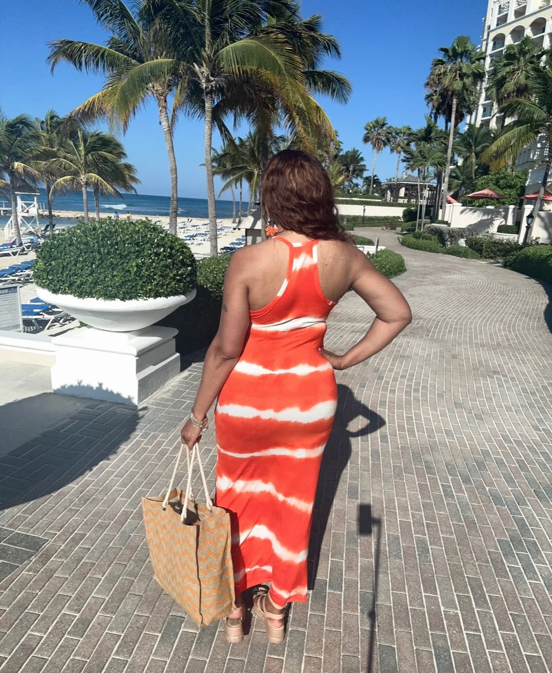 CLEARANCE! Orange Burst Vacay Plus Size Tie-Dye Maxi