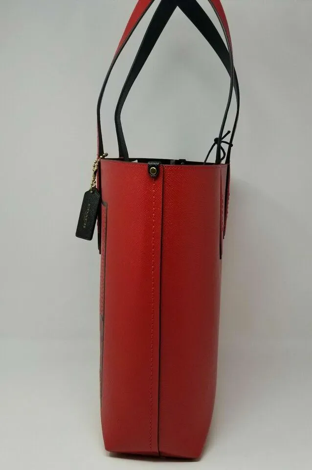 Coach Disney Mickey Mouse X Keith Haring Highline Tote Bag Leather Handbag Red NEW