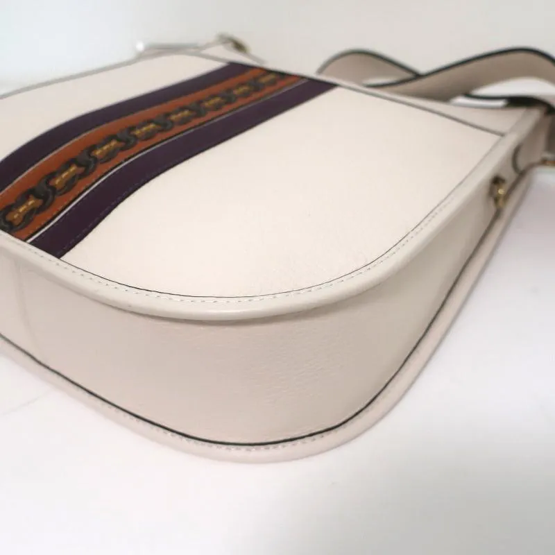 Coach Emery Crossbody Bag with Varsity Stripe Cream Leather NEW