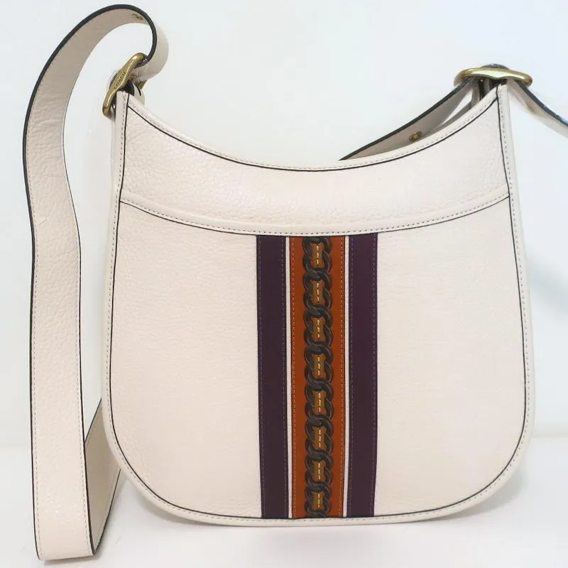 Coach Emery Crossbody Bag with Varsity Stripe Cream Leather NEW